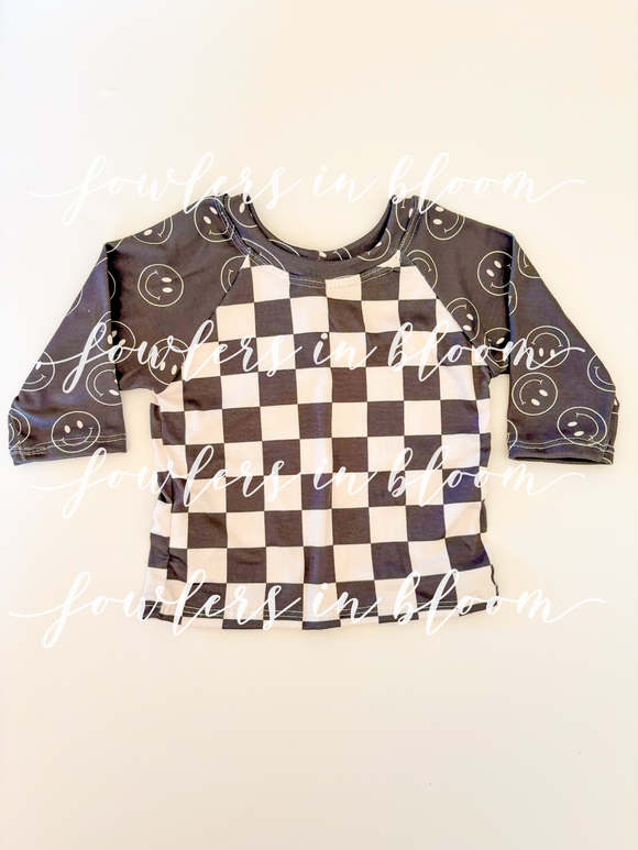 3/6M B&W Smiley Charlie Tee