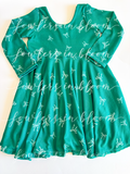 4T Green Christmas Bows Dress + Honey Top Set
