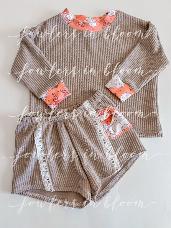 2T Beige Urban Rib Santa Set