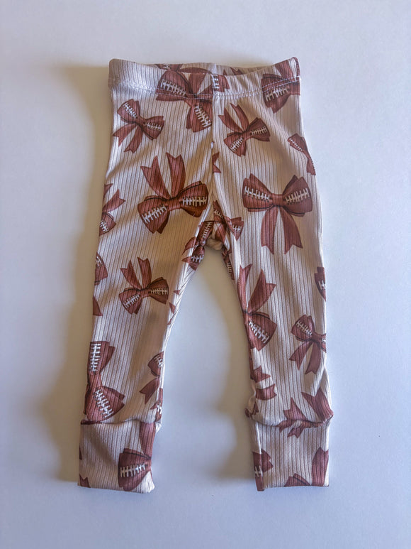 4T Football Bows Leggings