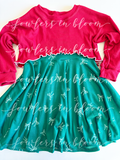4T Green Christmas Bows Dress + Honey Top Set