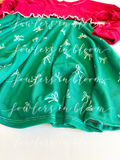 4T Green Christmas Bows Dress + Honey Top Set