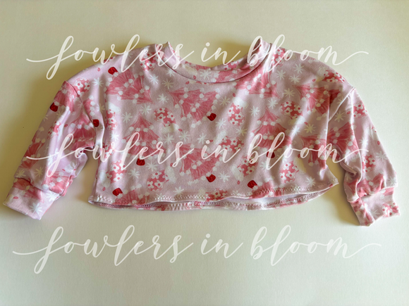12/18M Pink Christmas Trees Crop Lounge Top